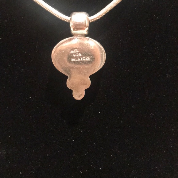 Sterling silver and red coral pendant. - Picture 2 of 4